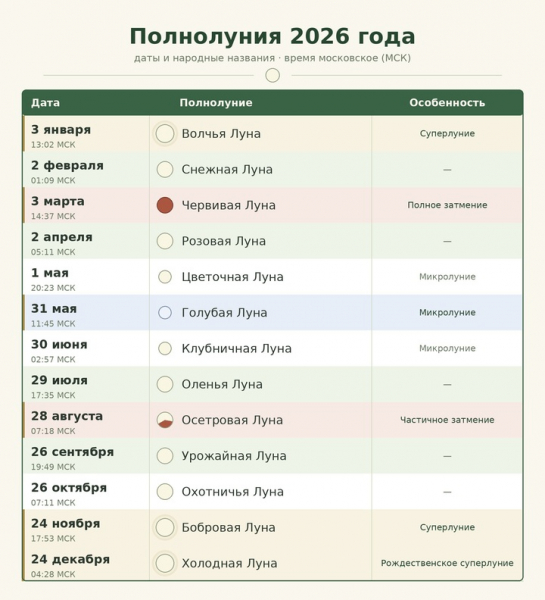 Клубничная Луна в июне 2026: во сколько ее наблюдать и как полнолуние влияет на человека