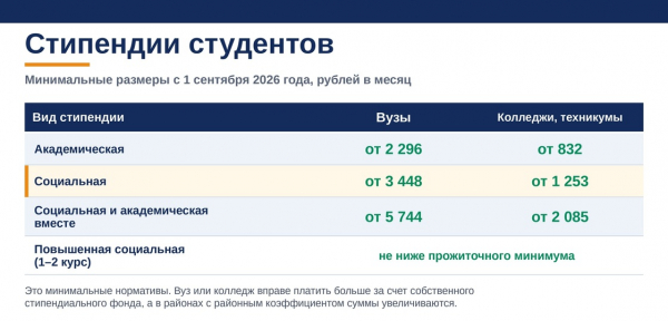 Социальная стипендия студентам: кому положена в 2026/2027 учебном году и как ее оформить